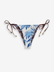 Daily by Desmond and Dempsey Cream/Chocolate Brown Reversible Tie Side Bikini Briefs - Image 6 of 8