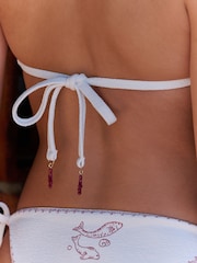 Daily by Desmond and Dempsey White Embroidery Triangle Bikini Top - Image 3 of 5