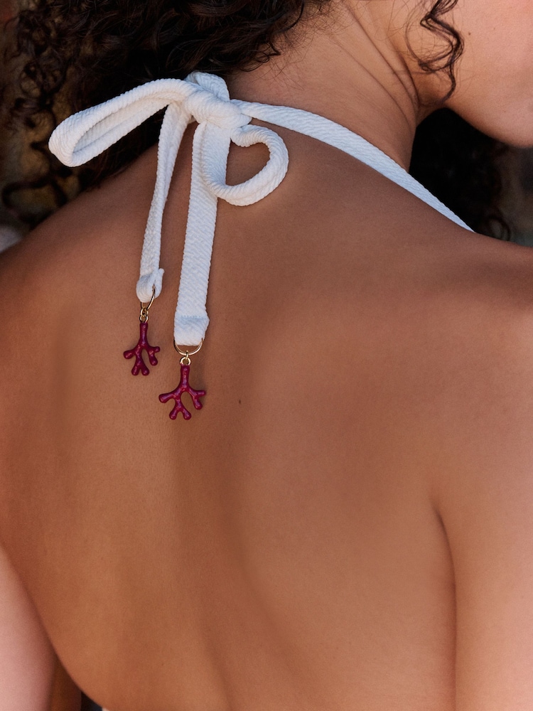 Daily by Desmond and Dempsey White Embroidery Triangle Bikini Top - Image 5 of 5