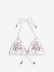 Daily by Desmond and Dempsey White Embroidery Triangle Bikini Top - Image 6 of 9