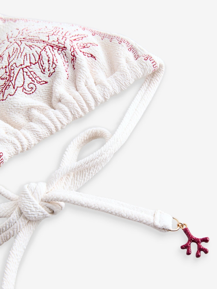 Daily by Desmond and Dempsey White Embroidery Triangle Bikini Top - Image 9 of 9