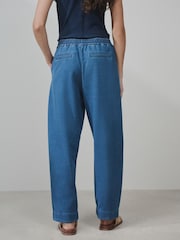 Ашық көк - Barrel Leg Denim Jersey Trousers - 8суретінің 4 суреті