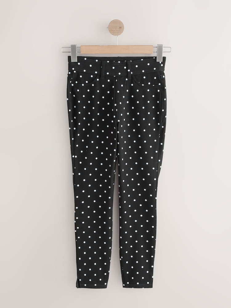 Negru cu buline - Cropped Jersey Denim Leggings - Imaginea 1 din 3