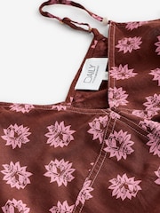 Daily by Desmond and Dempsey Chocolate Brown Shell Linen Blend Maxi Dress - Image 9 of 9