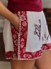 Daily by Desmond and Dempsey Red/Cream Cotton Short Pyjamas Set - Image 7 of 10