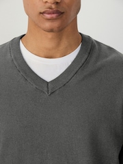 Charcoal Grey V-Neck Regular Fit Cotton Rich Jumper - Image 4 of 5