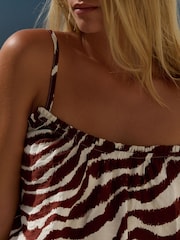 Daily by Desmond and Dempsey Chocolate Brown Wave Viscose Blend Co-ord Shorts Set - Image 6 of 7