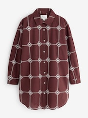 Daily by Desmond and Dempsey Chocolate Brown All Over Embroidery Cotton Oversized Shirt - Image 7 of 9