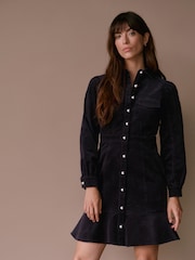 Mint Velvet Blue Corduroy Mini Dress - Image 3 of 7