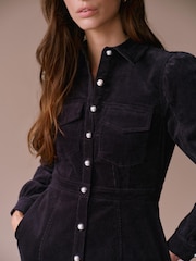 Mint Velvet Blue Corduroy Mini Dress - Image 4 of 7