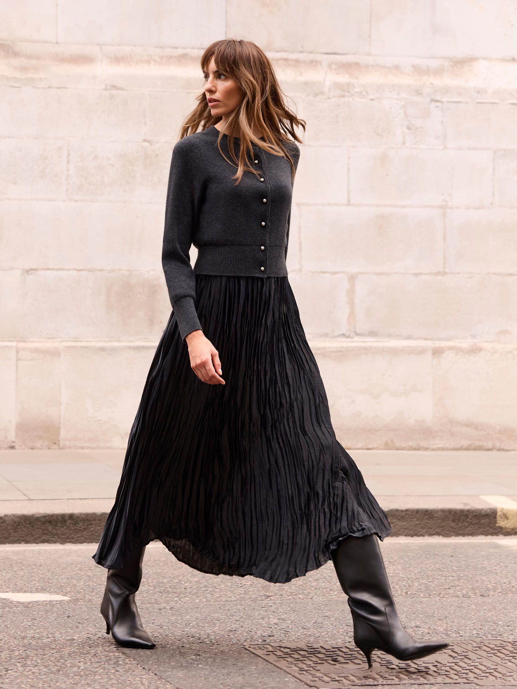 Buy Mint Velvet Grey Cardigan Layered Midi Dress from Next Canada