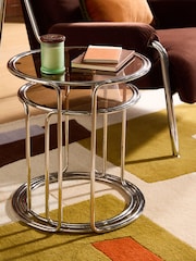 MADE.COM Chrome Piper Amber Glass Nest of Table - Image 4 of 6