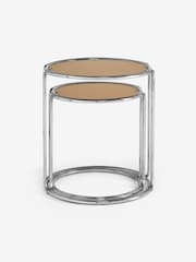 MADE.COM Chrome Piper Amber Glass Nest of Table - Image 5 of 6
