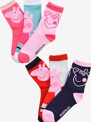 Brands In Pink Peppa Pig Face Socks 6 Pack - Image 1 of 5