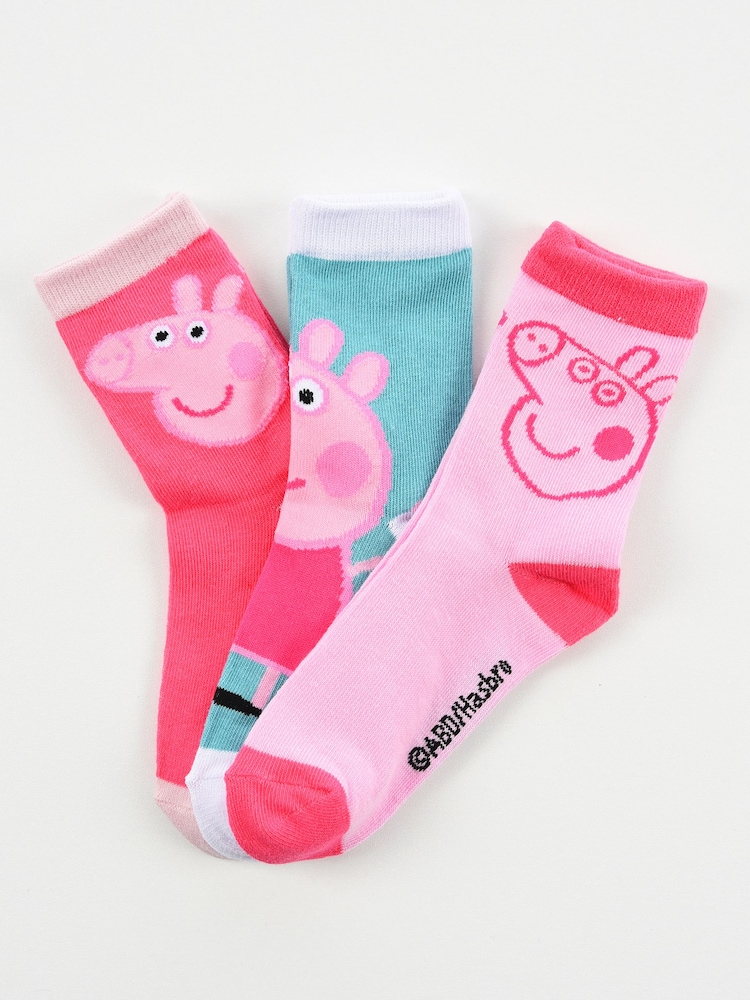 Brands In Pink Peppa Pig Face Socks 6 Pack - Image 2 of 5 Brands In Pink Peppa Pig Face Socks 6 Pack - Image 2 of 5