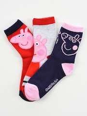 Brands In Pink Peppa Pig Face Socks 6 Pack - Image 4 of 5