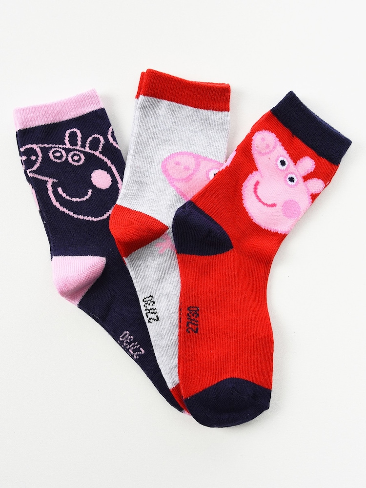 Brands In Pink Peppa Pig Face Socks 6 Pack - Image 5 of 5