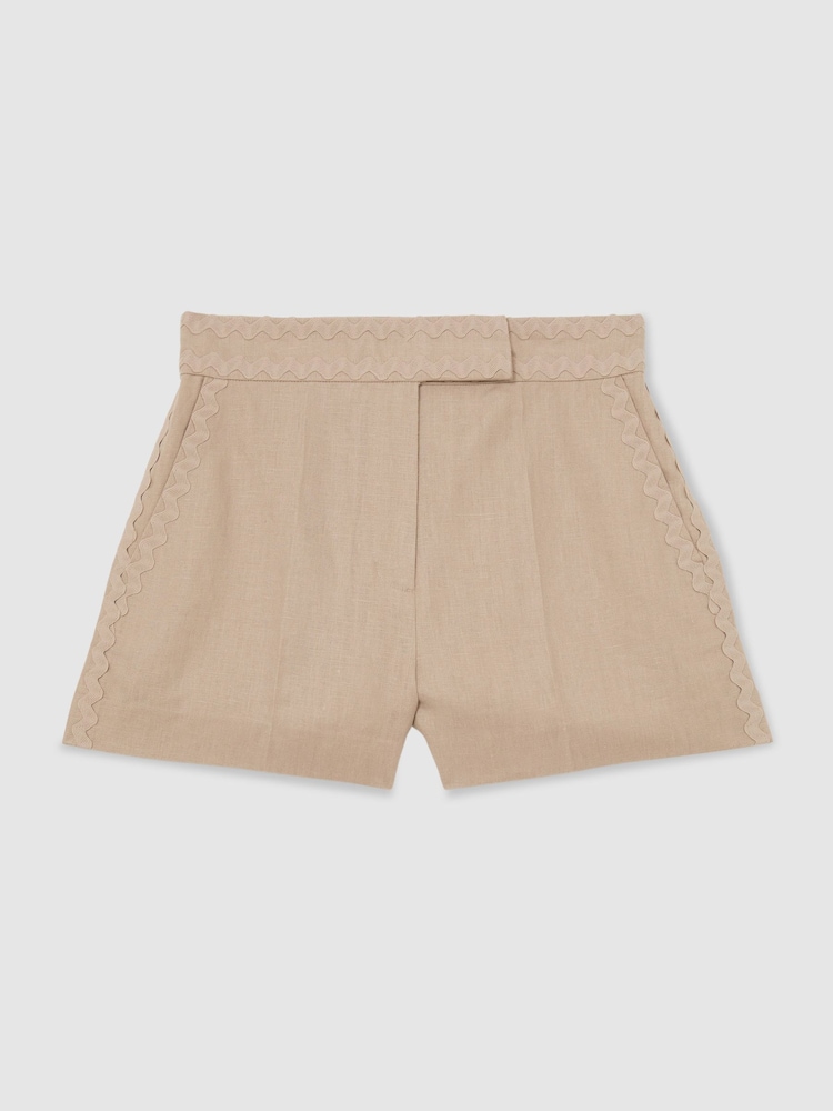 Neutral - Reiss Mila Linen Wave-Trim Shorts - Imaginea 2 din 6 Neutral - Reiss Mila Linen Wave-Trim Shorts - Imaginea 2 din 6