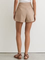 Neutral - Reiss Mila Linen Wave-Trim Shorts - Imaginea 5 din 6