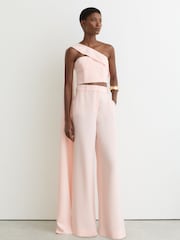 Reiss Pale Pink Emilia Wide-Leg Tailored Trousers - Image 1 of 7