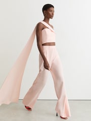 Reiss Pale Pink Emilia Wide-Leg Tailored Trousers - Image 5 of 7