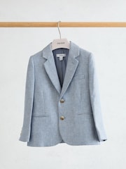 Reiss Soft Blue Atlantic J 13-14 yrs Linen Single-Breasted Tailored Blazer - Image 2 of 3