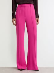 Reiss Bright Pink Skye Seam-Detail Flared Trousers - Image 3 of 7