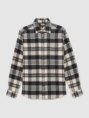 Reiss Charcoal Grey Crosby Wool-Blend Check Overshirt - Image 2 of 7
