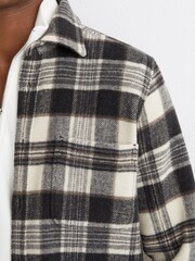Reiss Charcoal Grey Crosby Wool-Blend Check Overshirt - Image 5 of 7