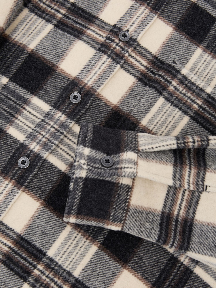 Reiss Charcoal Grey Crosby Wool-Blend Check Overshirt - Image 7 of 7
