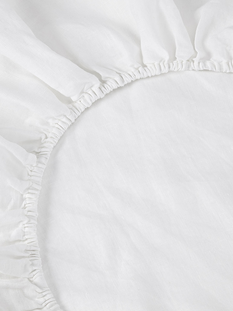 Piglet in Bed White Linen Blend Fitted Sheet - Image 2 of 3 Piglet in Bed White Linen Blend Fitted Sheet - Image 2 of 3