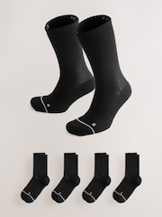 Black Active Cushioned Sports Socks 4 Pack - Image 1 of 3