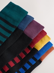 Black Ombre Stripe 7 Pack Cotton Rich Socks - Image 4 of 12