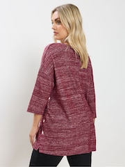 Yours Curve Red Side Button Ribbed Top - Image 3 of 5