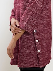 Yours Curve Red Side Button Ribbed Top - Image 4 of 5