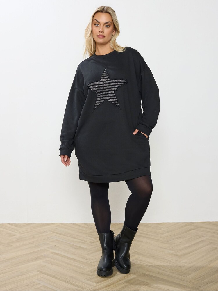 Yours Curve Black Sweatshirt Dress - Image 2 of 5