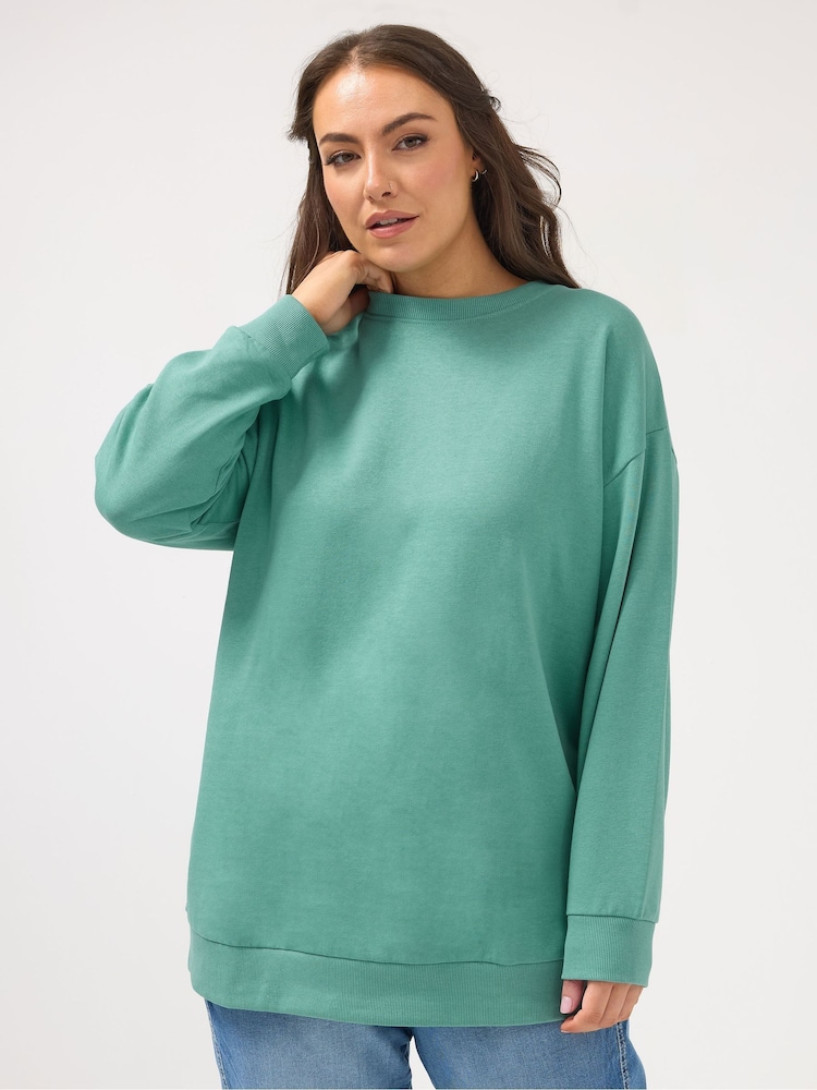 Yours Curve Blue Basic Sweatshirt - Image 1 of 5 Yours Curve Blue Basic Sweatshirt - Image 1 of 5