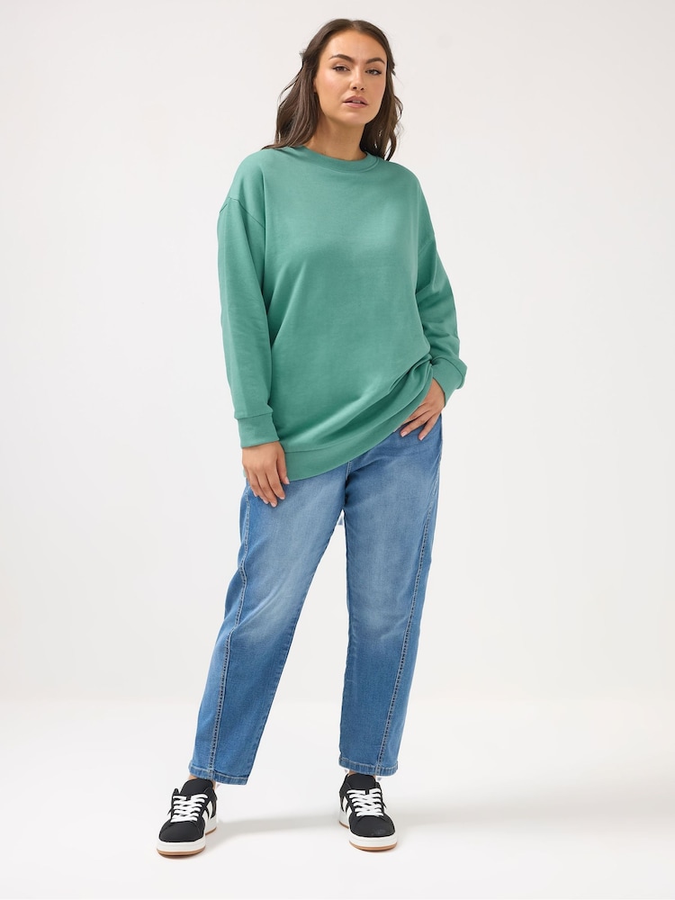 Yours Curve Blue Basic Sweatshirt - Image 2 of 5 Yours Curve Blue Basic Sweatshirt - Image 2 of 5