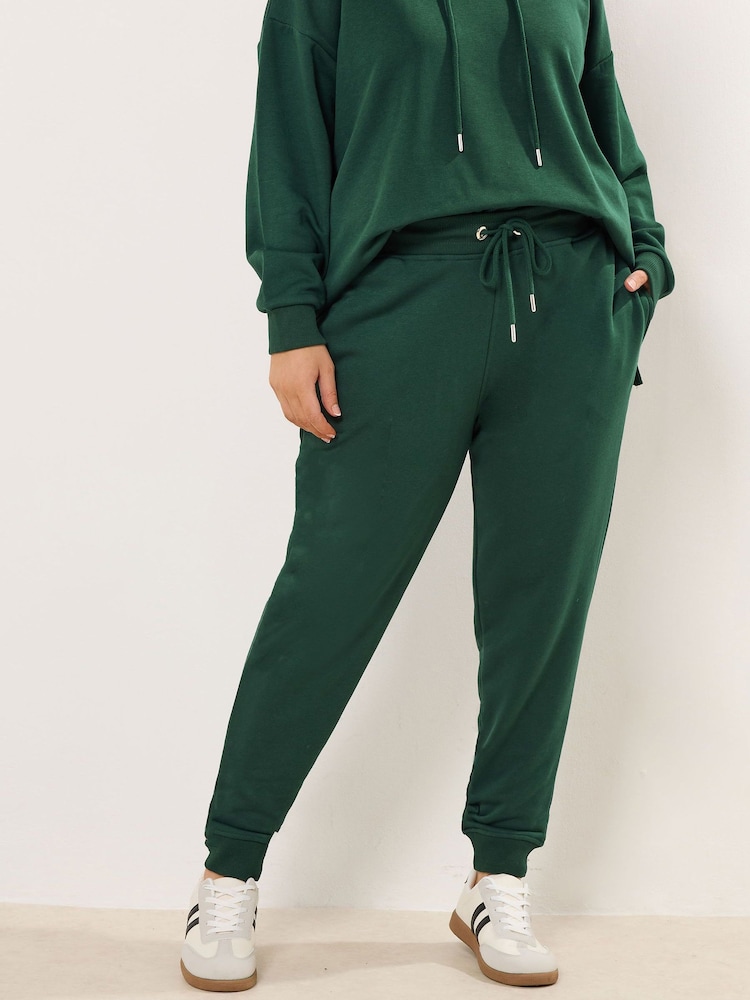 Yours Curve Green Tie Cuffed Joggers - Image 1 of 5 Yours Curve Green Tie Cuffed Joggers - Image 1 of 5
