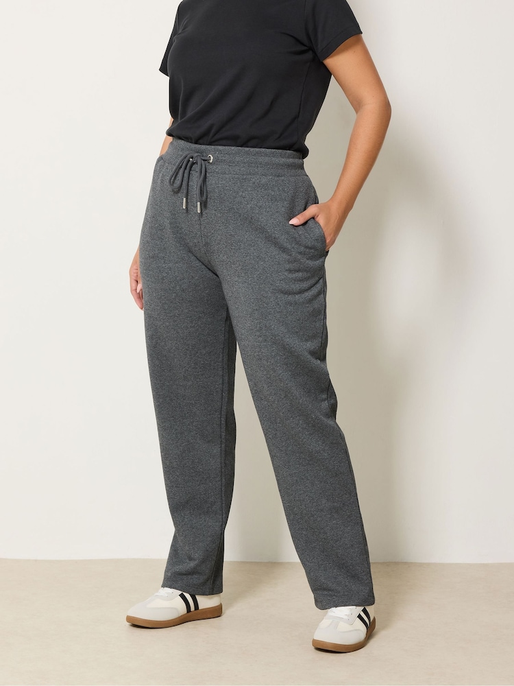Yours Curve Grey Tie Waistband Joggers - Image 1 of 5 Yours Curve Grey Tie Waistband Joggers - Image 1 of 5