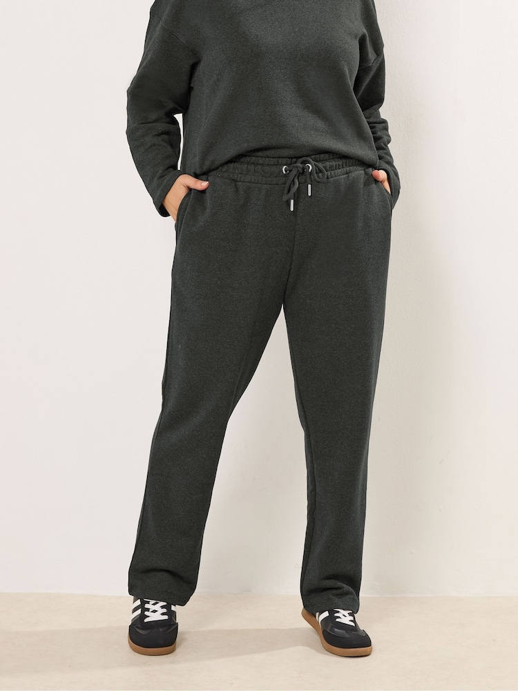 Yours Curve Light Grey Tie Waistband Joggers - Image 2 of 5 Yours Curve Light Grey Tie Waistband Joggers - Image 2 of 5