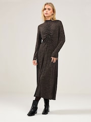 M&Co Brown Petite Long Sleeve Turtle Neck Dress - Image 2 of 5