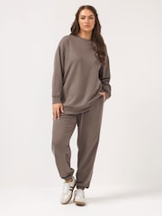 Yours Curve Brown Cuffed Joggers - Image 3 of 5