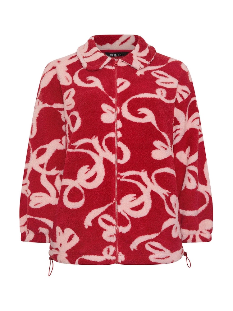 Yours Curve Red Zip Through Borg Fleece - Image 5 of 5 Yours Curve Red Zip Through Borg Fleece - Image 5 of 5