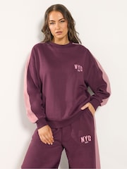 Yours Curve Red New York City Side Stripe Sweatshirt - Image 1 of 5