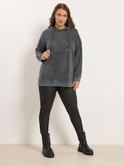 Yours Curve Grey New York Graphic Hoodie - Image 3 of 5