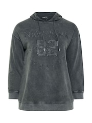 Yours Curve Grey New York Graphic Hoodie - Image 5 of 5