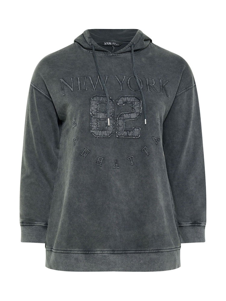 Yours Curve Grey New York Graphic Hoodie - Image 5 of 5 Yours Curve Grey New York Graphic Hoodie - Image 5 of 5