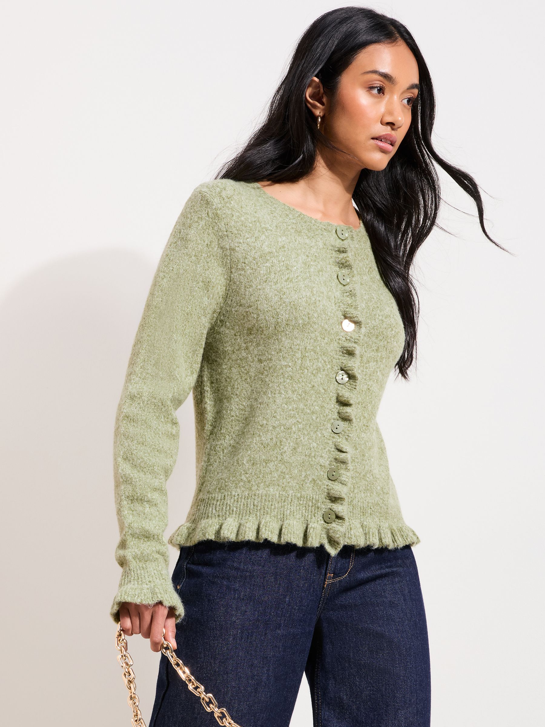 Buy Friends Like These Green Ruffle Detail Cardigan from the Next