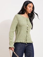 Friends Like These Green Ruffle Detail Cardigan - Image 2 of 5
